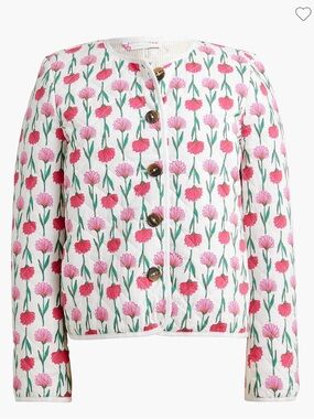 J. CREW WOMENS PINK FLORAL QUILTED JACKET 12